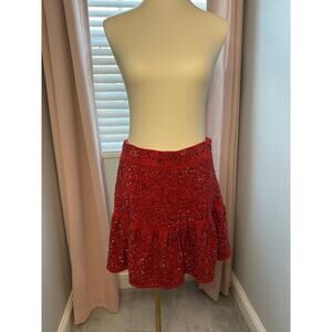 QUEEN OF SPARKLES Glittering Red Mini Skirt